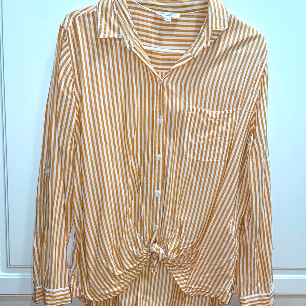 XL Beach Lunch Lounge Long Sleeve Lightweight Tie Shirt